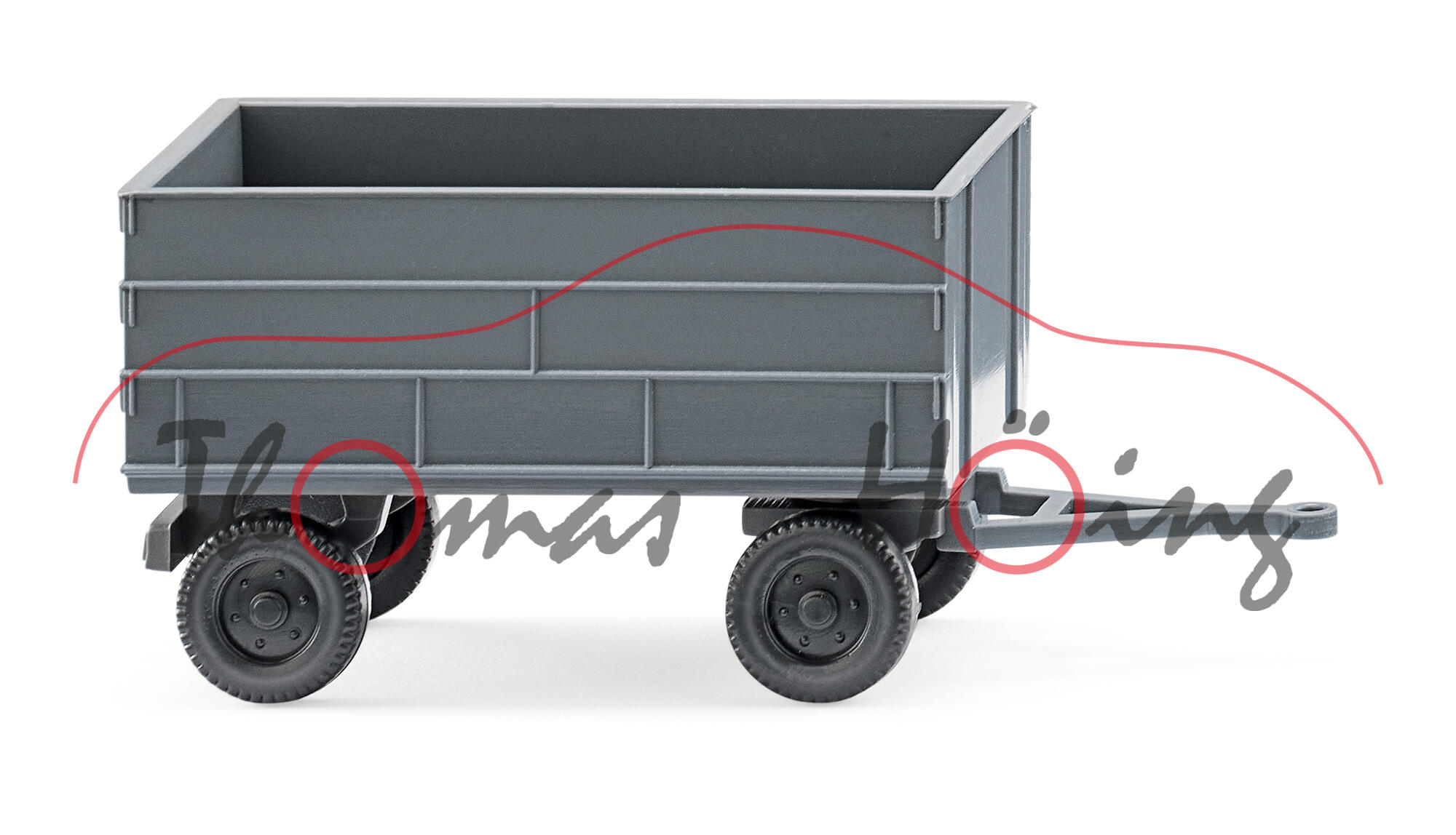 Landwirtschaftlicher Anhänger, basaltgrau, Fahrgestell schwarz, N-Spur, Wiking, 1:160, mb