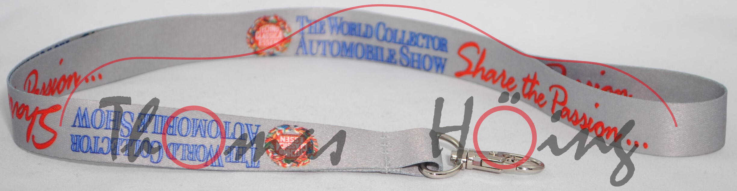 Lanyard mit Karabiner, grau, TECHNO CLASSICA ESSEN / THE WORLD COLLECTOR / AUTOMOBILE SHOW