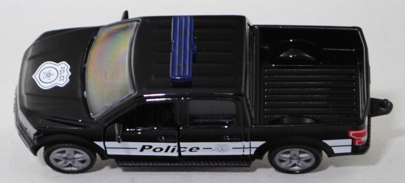00000 Ford F-150 LARIAT STANDARD V8 SuperCrew mit 5,5 Ft Ladefläche (P552, Facelift 2018, Modell 2018-2020) US-Police, schwarz, Police, SIKU, 1:71, P29f