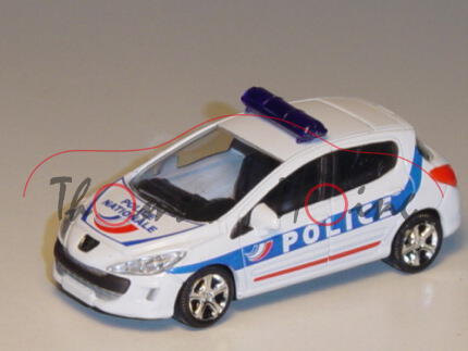 Peugeot 308, reinweiß, POLICE / POLICE / NATIONALE, 1:50, Norev, mb