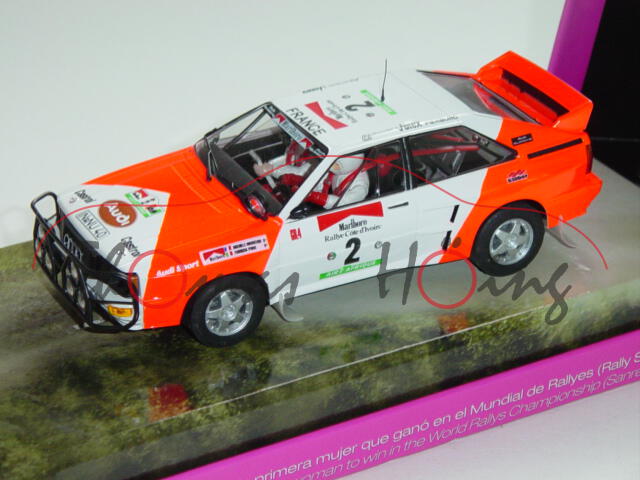 Audi Quattro, weiß/tagesleuchtfarbe, Rallye Cote d\'Ivoire 1982, Mouton/Pons, Nr. 2, Fly Lady Racers