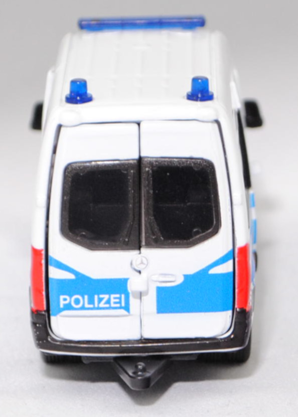 00001 Mercedes-Benz Sprinter III Tourer (W 907, Modell 2018-2021) 319 CDI L2 Bundespolizei Mannschaftswagen, reinweiß, POLIZEI mittig auf der Motorhaube, SIKU SUPER, 1:50, L17mpK