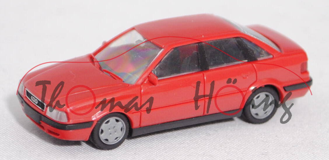 Audi 80 2.0 (Baureihe B4, Typ 8C, Mod. 1991-1994), feuerrot (vgl. laserrot), Rietze, 1:87, Werbebox