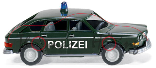 Polizei - VW 411 Limousine, tannengrün, POLIZEI, Wiking, 1:87, mb