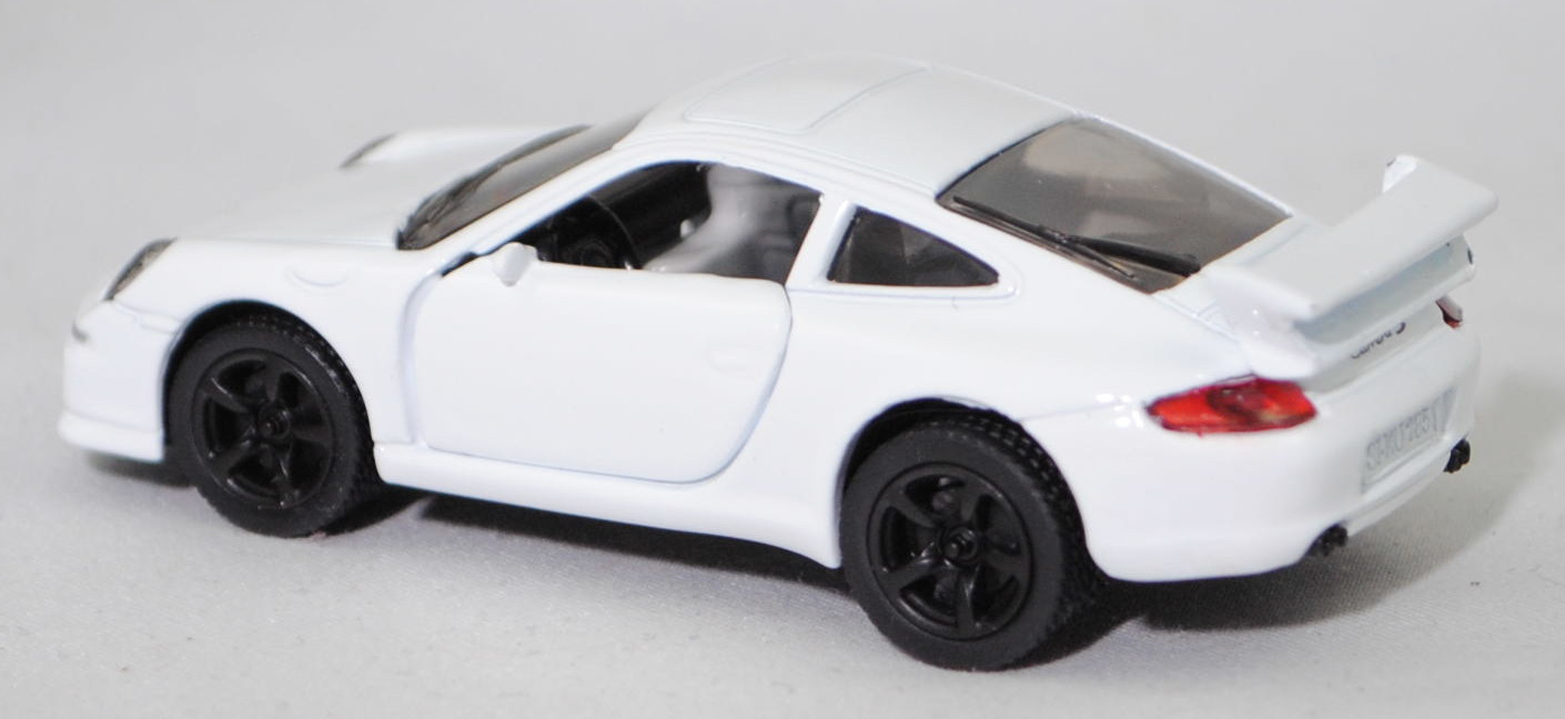 00004 Porsche 911 Carrera S (Typ 997.1 Coupé / 997 MK1 Coupé, Vorfacelift, Modell 2004-2008), reinweiß, B22a / B22b geschlossen schwarz, SIKU SUPER, 1:55, m