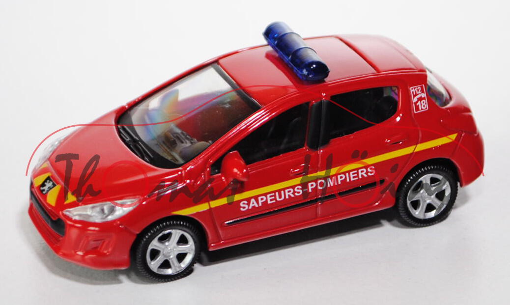 Peugeot 308, hell-karminrot, SAPEURS-POMPIERS / 112 C 18, 1:50, Norev EMERGENCY, mb