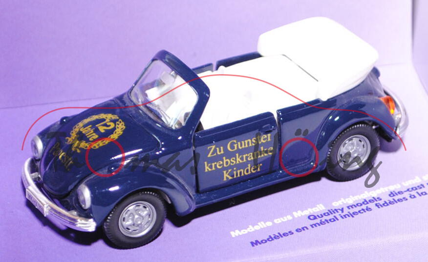 VW Käfer 1303 Cabriolet (Modell 1972-1974), ultramarinblau, innen weiß, 12 / Jahre / Papestraße, L14