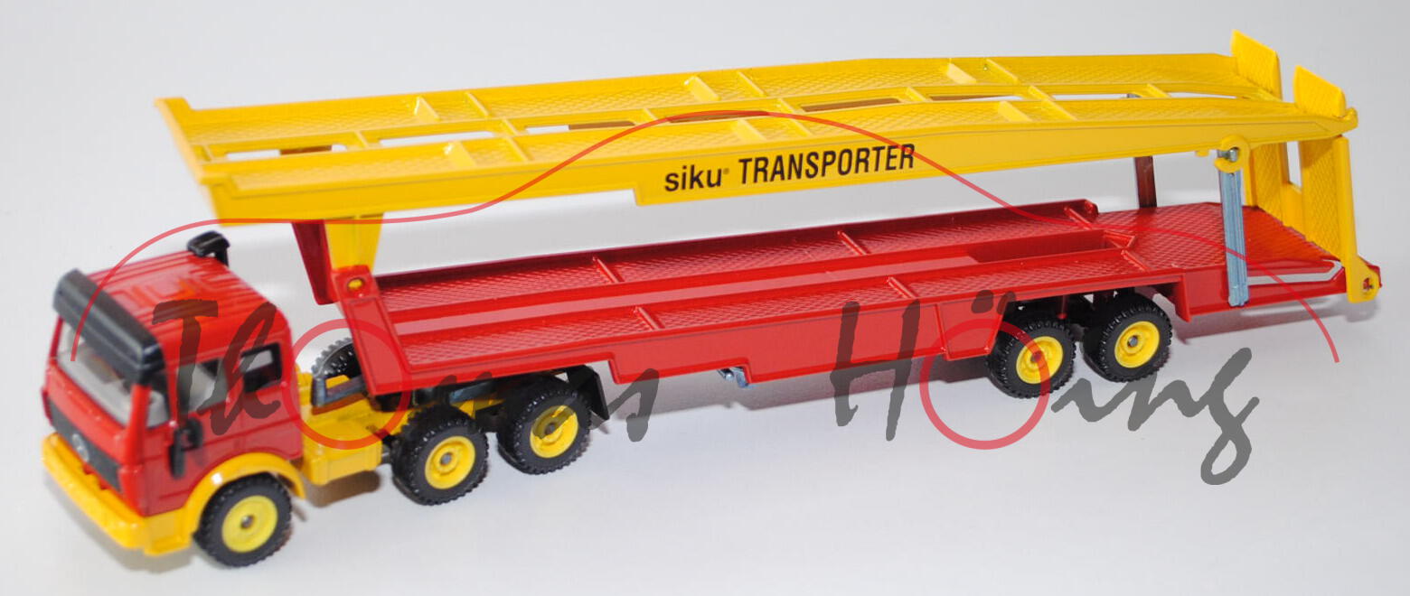 00023 Mercedes SK Autotransporter, verkehrsrot/kadmiumgelb, siku® TRANSPORTER, L14n