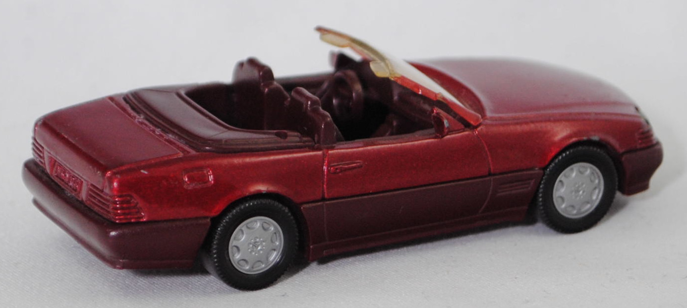 00001 Mercedes-Benz 500 SL (R 129, Modell 1989-1992), purpurrotmetallic, Stern im Kühlergrill silber, Scheibe seitlich lackiert, Heckklappe ohne Stern, Hong, B7, SIKU SUPER, 1:55, m-