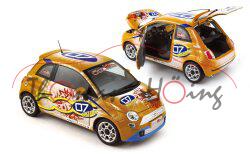 Fiat 500 WROOOM, Modell 2007-, reinweiß/gelborange, 07 / 2007 Times World Champion / MICHAEL, 1:18,