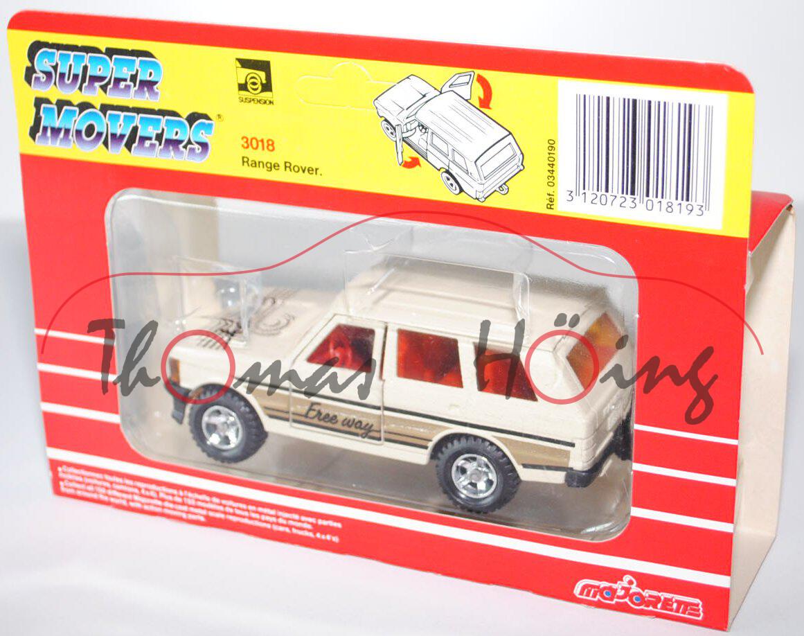 Range Rover, grünbeige, innen rot, Verglasung gelb, Free wag, majorette, 1:36, mb