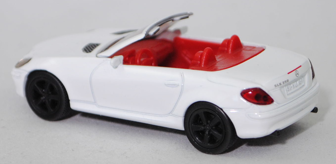 00011 Mercedes-Benz SLK 350 (interne Baureihenbezeichnung R 171, Vor-MoPf, Modell 2004-2008), reinweiß, innen rot/schwarz, Bpr. 1002, SIKU SUPER, 1:55, m