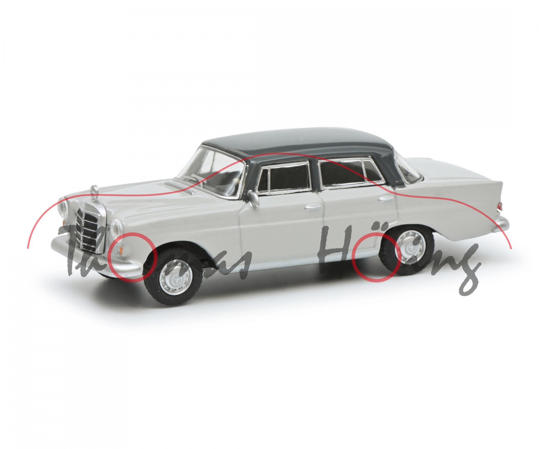 Mercedes-Benz 200 (Baureihe W 110, Modell 1965-1968), eisengrau / hell-lichtgrau, Schuco, 1:64, mb