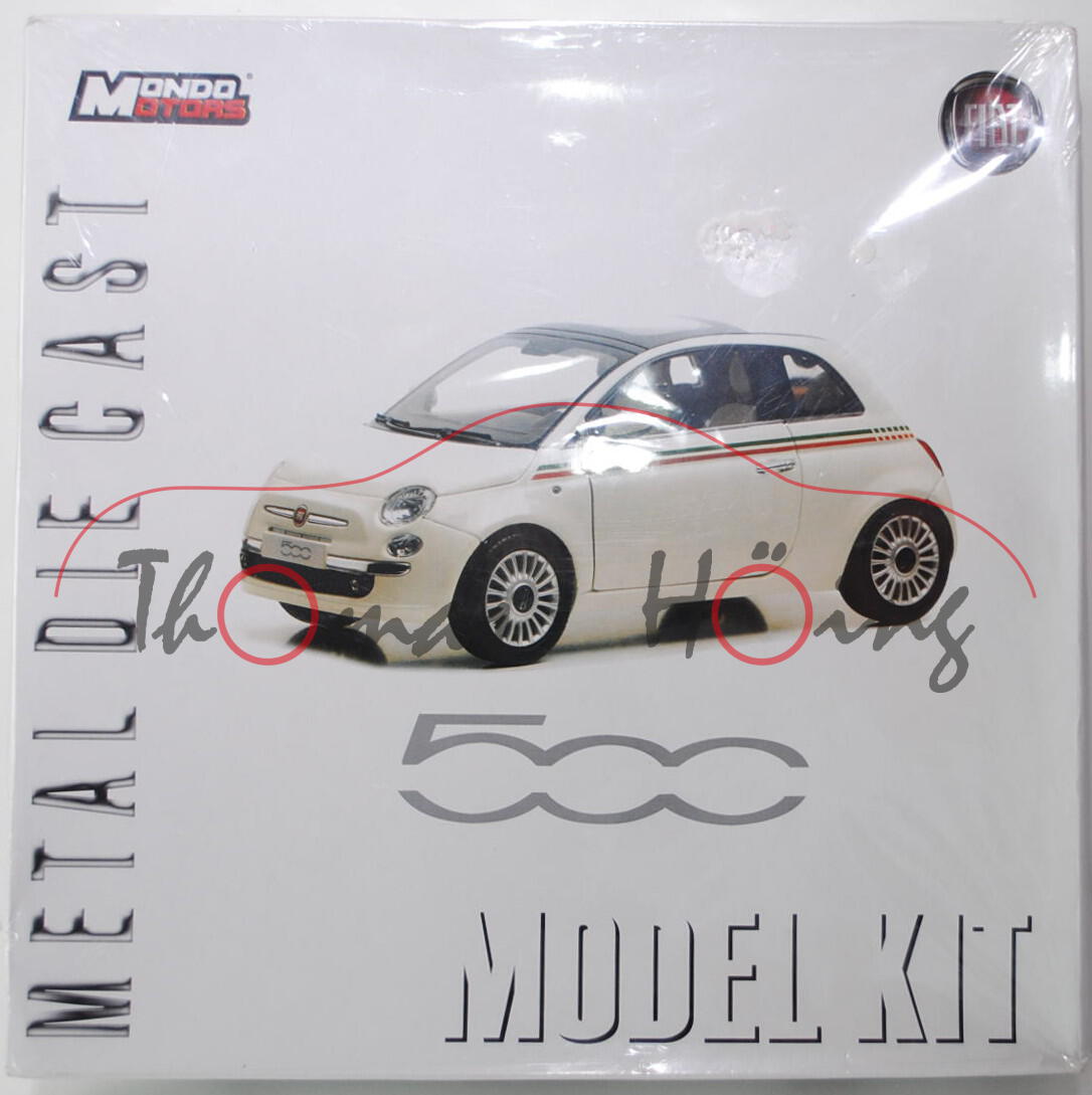 Fiat 500, Modell 2007-, gelato weiß, Bausatz, MondoMotors, 1:18, mb