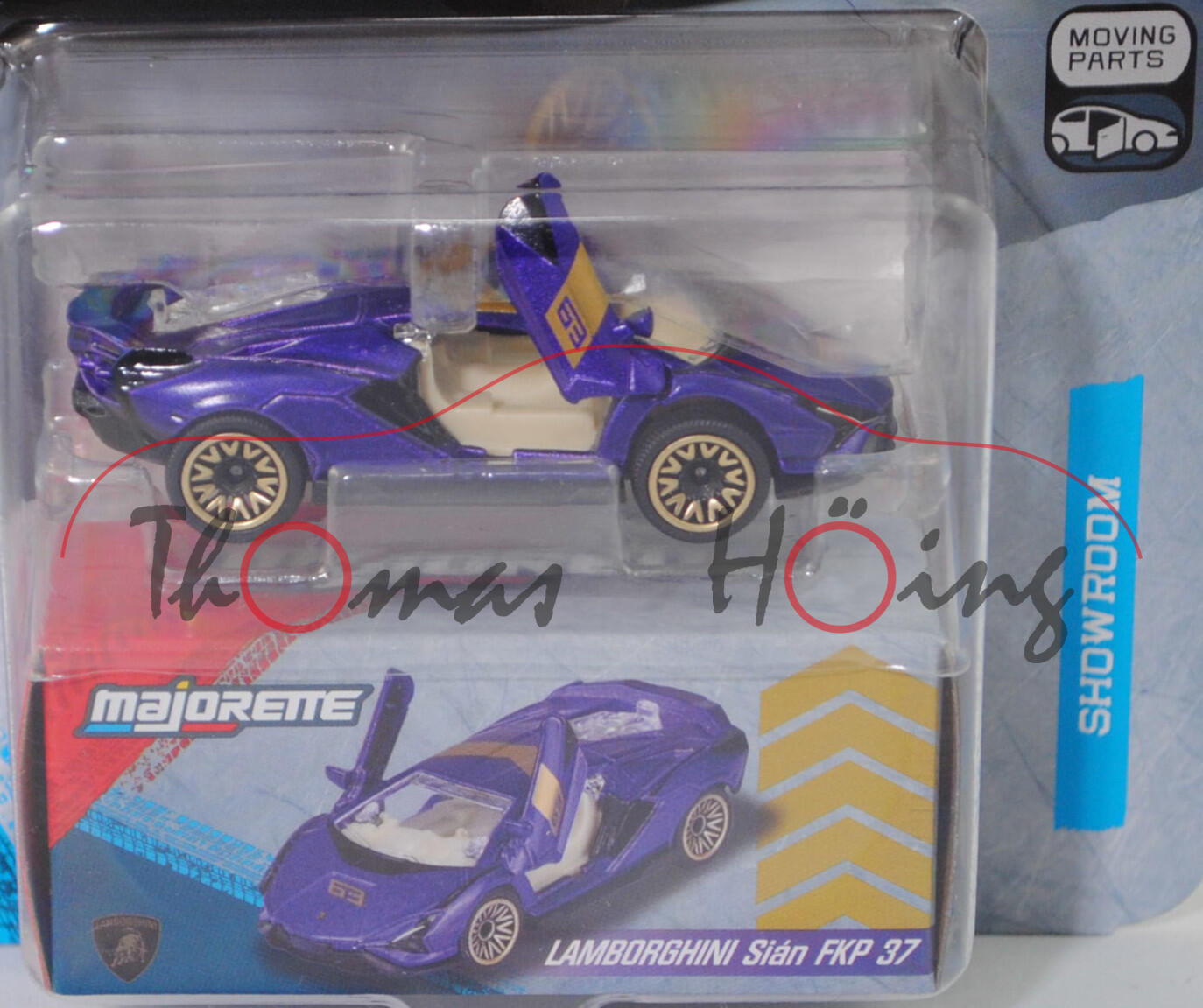 Lamborghini Sián FKP 37 Coupé (Modell 2019-) (Nr. 219I), blauviolettmetallic, mit Sammelschachtel, majorette, ca. 1:66, Blister (SHOWROOM DELUXE CARS)