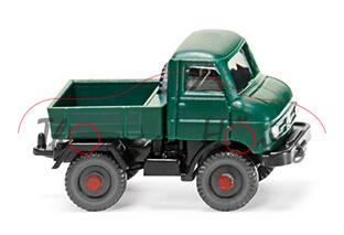 Mercedes-Benz Unimog U 30 (BR 411, Mod. 56-74) mit Pritsche, moosgrün, N-Spur, Wiking, 1:160, mb