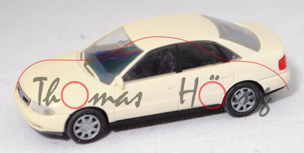 Audi A4 1.8 T quattro (B5, Mod. 1994-1999), cremeweiß (vergilbt, vgl. casablanca), Rietze, 1:87, mb