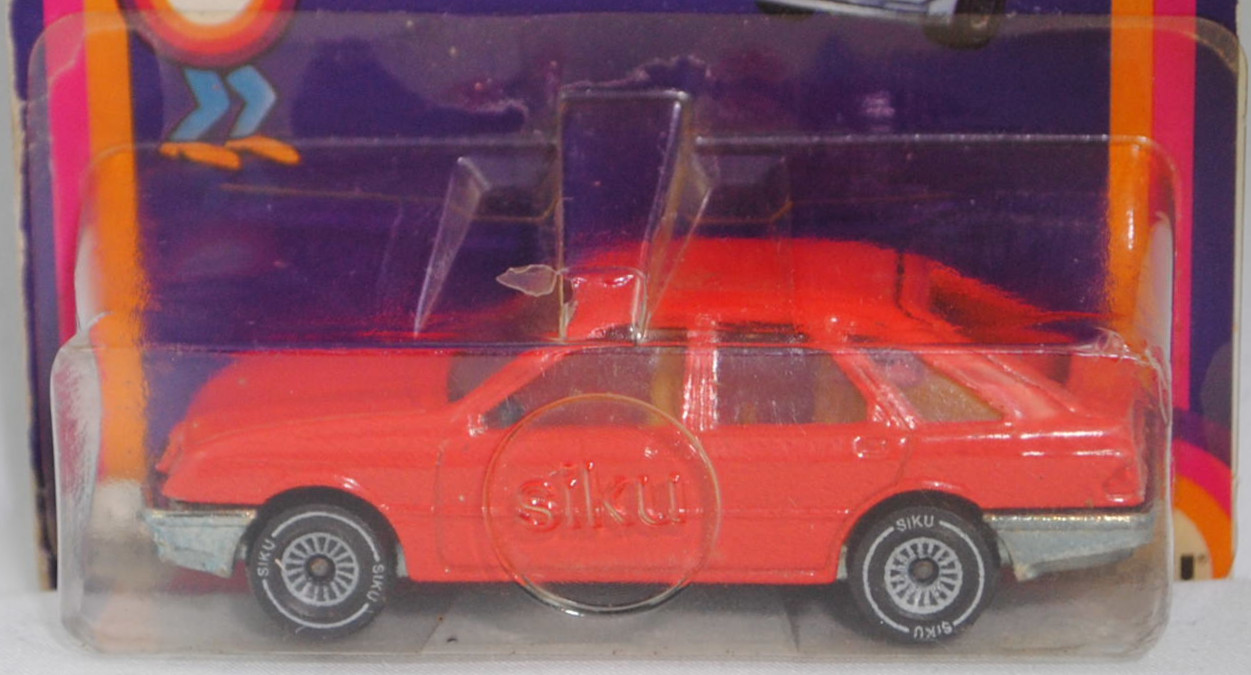 00000 Ford Sierra 2.3 Ghia (1. Generation, Typ Sierra '82 oder Mk1, GBC, Vorfacelift, Modell 1982-1984), hell-verkehrsrot, innen chromgelb, SIKU SUPER, 1:55, P18 m-