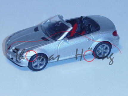 00001 Mercedes-Benz SLK 350 (Baureihe R 171), Modell 2004-2008, silber, innen schwarz/rot