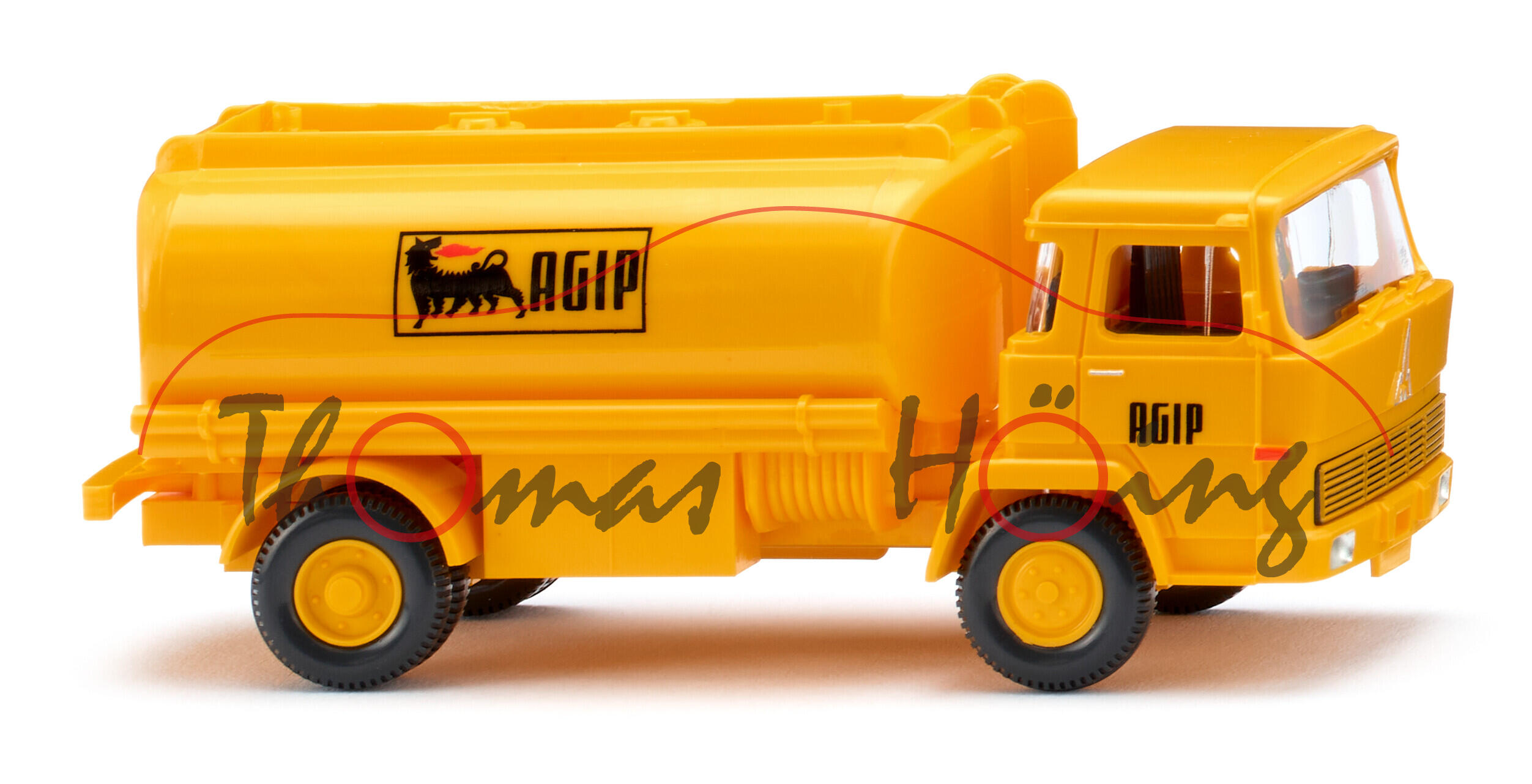 MAGIRUS 100 D 7 FL (Typ D-Frontlenker, Modell 1966-1968) Tankwagen, gelb, AGIP, Wiking, 1:87, mb