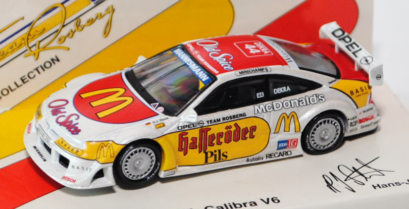 Opel Calibra V6 4x4 (Dreitürer, Coupé), Modell 1993-1996, perlmuttweiß/verkehrsrot/signalgelb, DTM 1