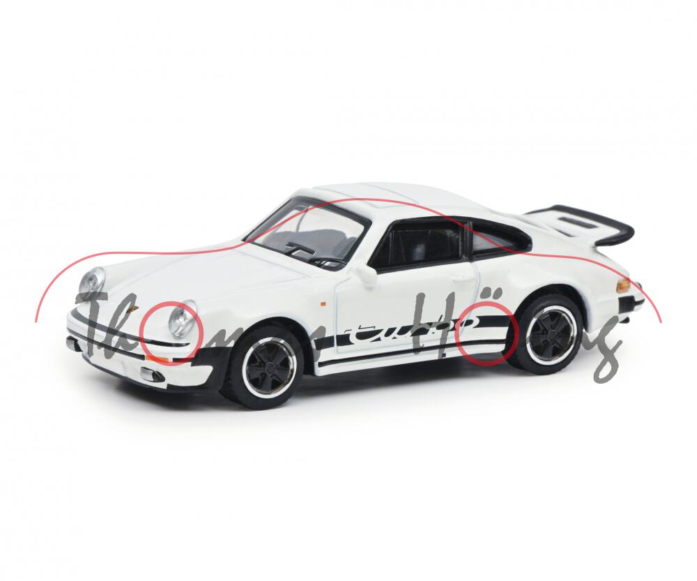 Porsche 911 Turbo 3,0 (G-Modell Typ 930 Coupé, Mod. 1975-1977), reinweiß, Nr. 9, Schuco, 1:64, mb