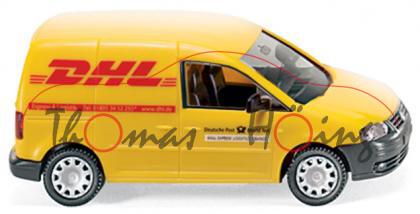 VW Caddy DHL, verkehrsgelb, DHL / Express & Logistik. Tel: 01805 34 52 255* www.dhl.de / Deutsche Po