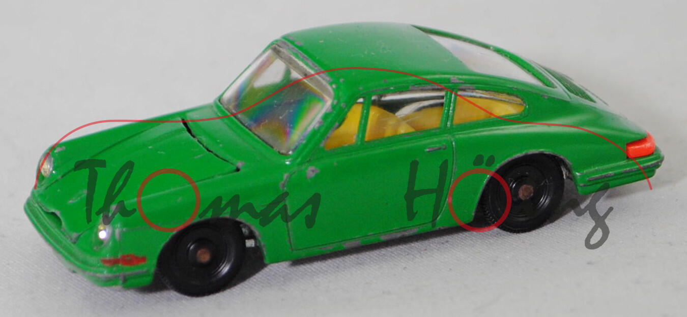 00010 Porsche 911 (F-Modell bzw. Urmodell, Modell 1964-1965), verkehrsgrün, Rückleuchten hell-blutorange, R2, SIKU V-SERIE, 1:61, m