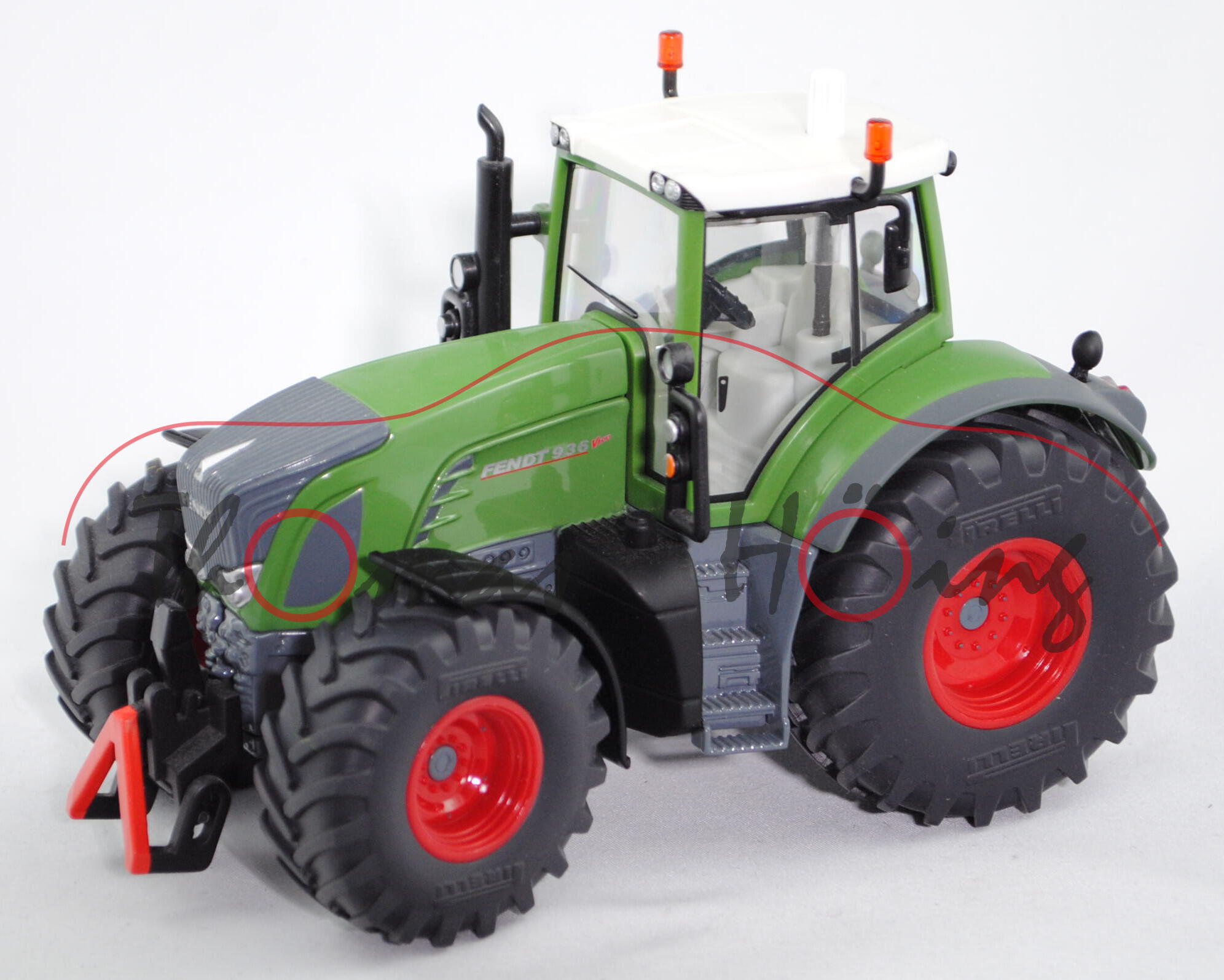 00401 Fendt 936 Vario Traktor (Modell 2006-2010), hell-grasgrün/hell-blaugrau/mattschwarz, Nummernsc