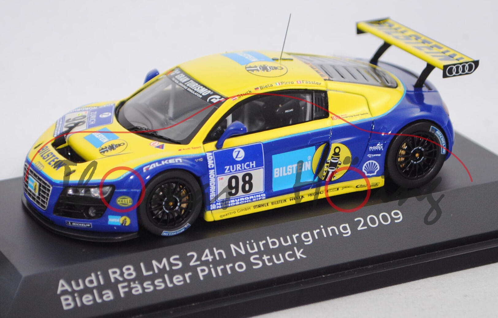 Audi R8 LMS GT3, 24h NBR 2009, Stuck/Biela/Pirro/Fässler, Phoenix Racing, Nr. 98, Minimax, 1:43, mb