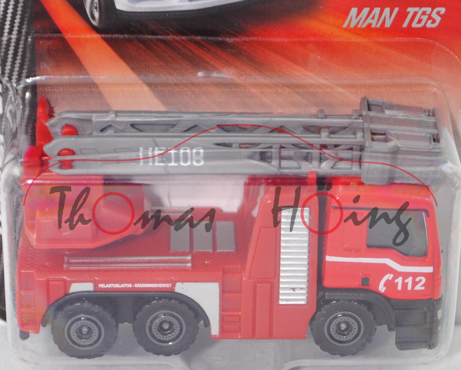 MAN TGS 33.400 (Modell 13-17) Feuerwehr Drehleiter Finnland, rot, C 112 / HE106, majorette, 1:87, mb