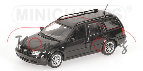 VW Bora Variant, Modell 1999-2004, schwarz, Minichamps, 1:43, PC-Box