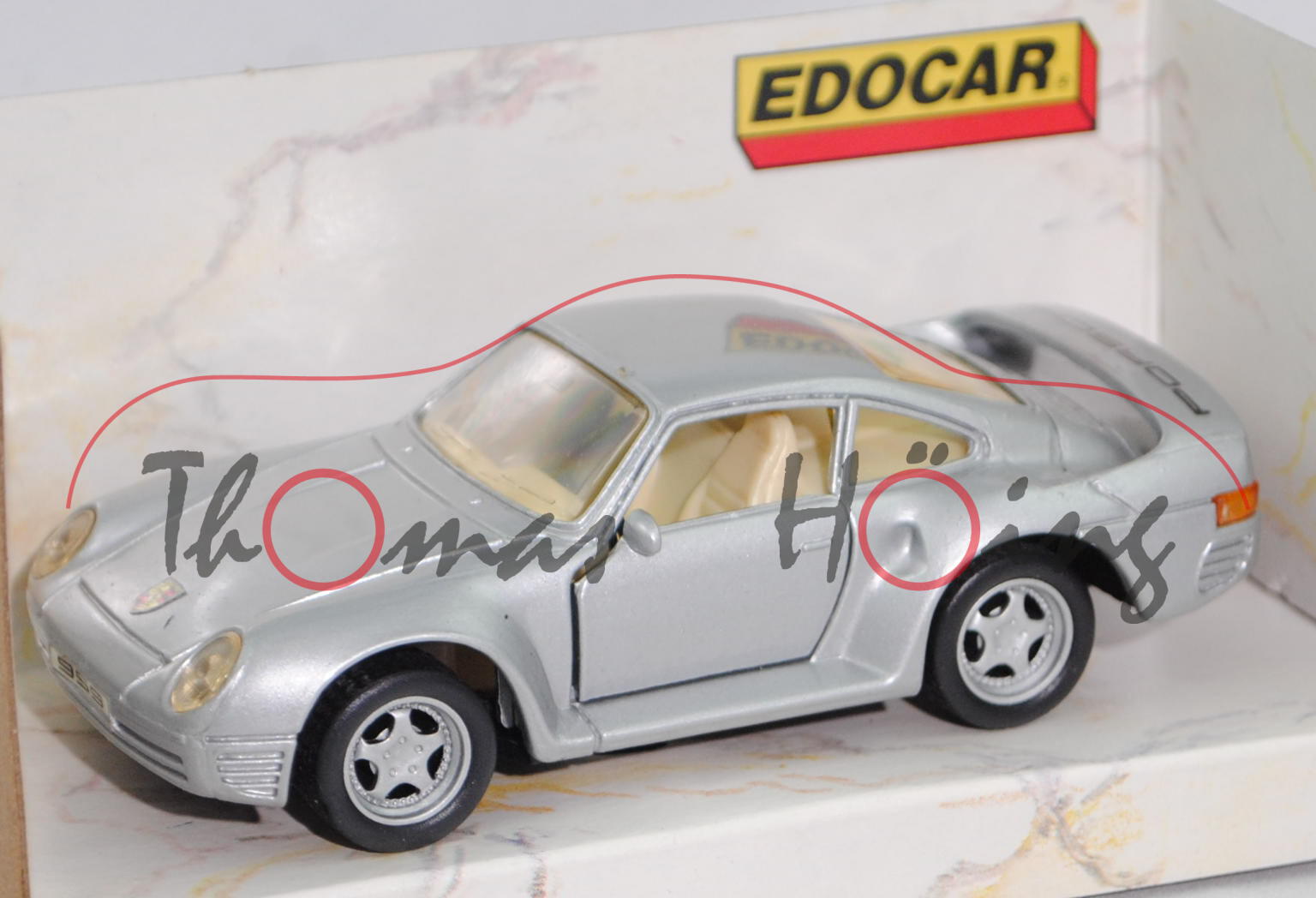 Porsche 959 (Modell 1986-1988), silber, innen hellelfenbein, EDOCAR® SUPER SERIES, 1:43, mb