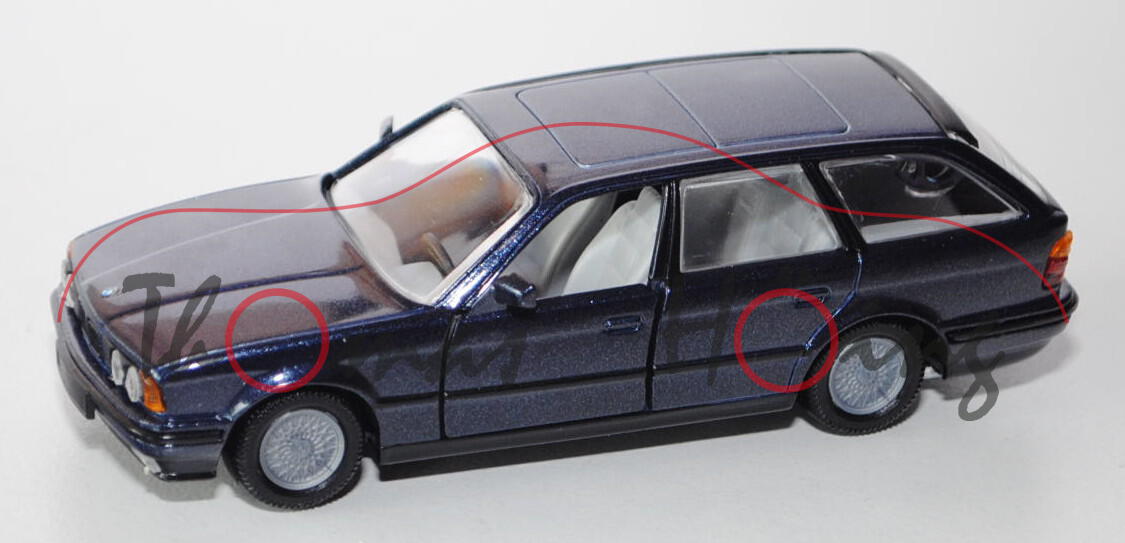 BMW 525i touring (Typ E34), Modell 1991-1994, stahlblaumetallic, Türen + Heckklappe + Heckfenster zu