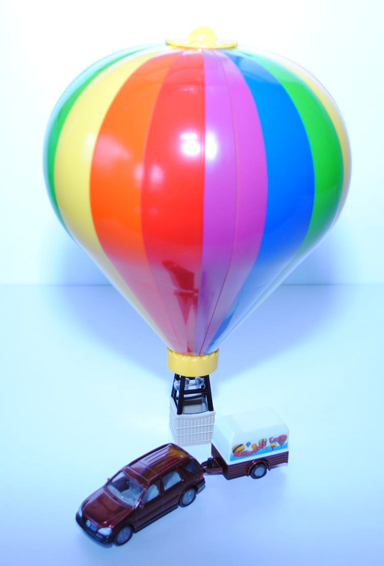 Ballongespann: Mercedes ML 320 mit Anhänger und Plane, weinrotmetallic, Ballooning Team, kleiner Lac