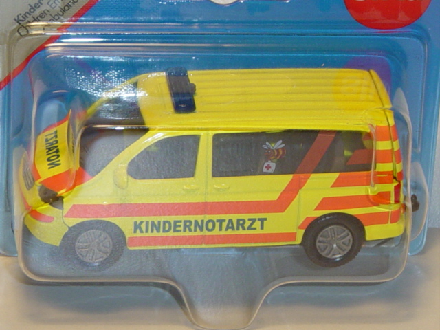 00000 VW T5 Caravelle Kinder-Notarztwagen, Modell 2003-2009, leuchtgelb, innen+Lenkrad verkehrsgrau,