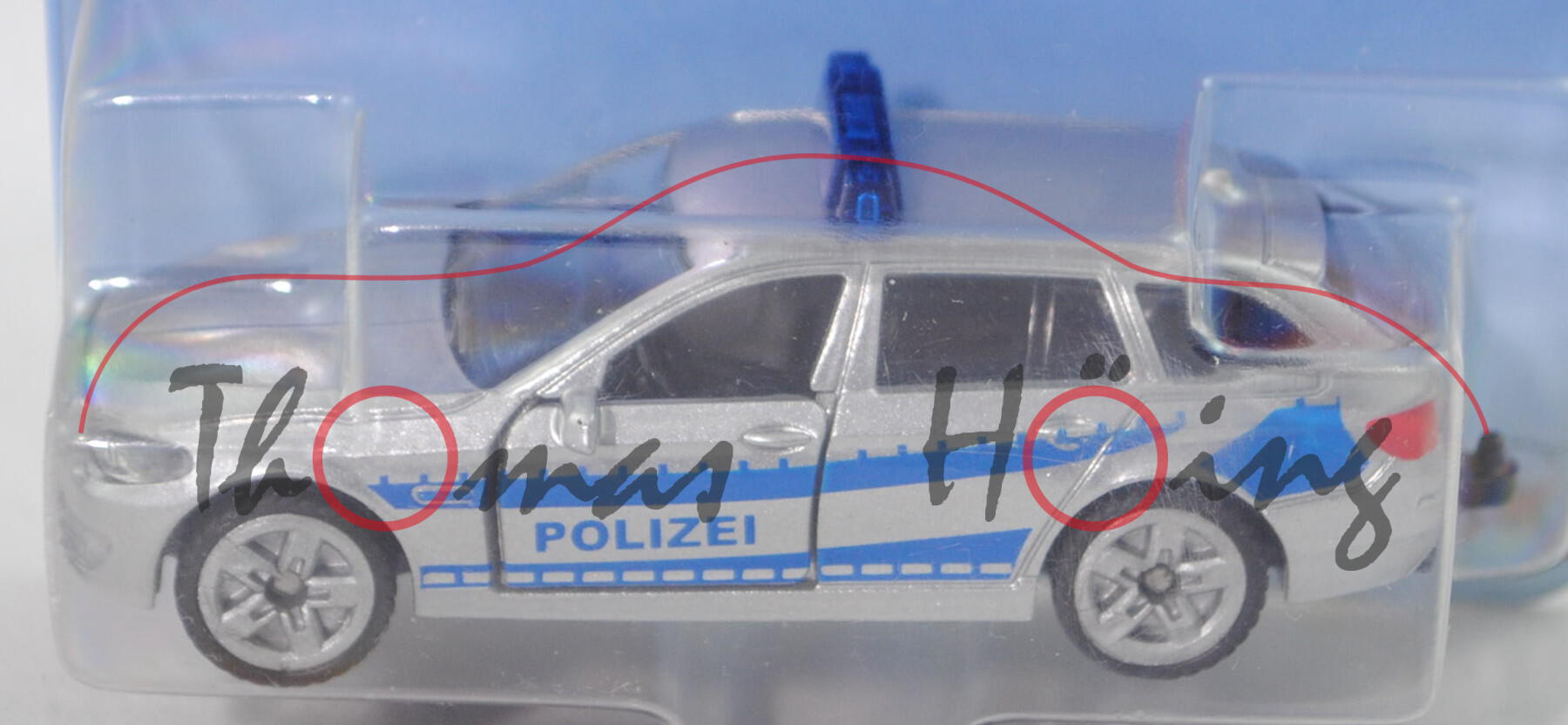 00005 BMW 520i Touring (F11, Mod. 2013-) Streifenwagen, silber, POLIZEI, hohe Blaulichtleiste, P29e