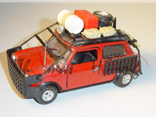 Mini Cooper Rallye, rot/schwarz, Türen+Motorhaube+Kofferraum zu öffnen, 1:25, POLISTIL