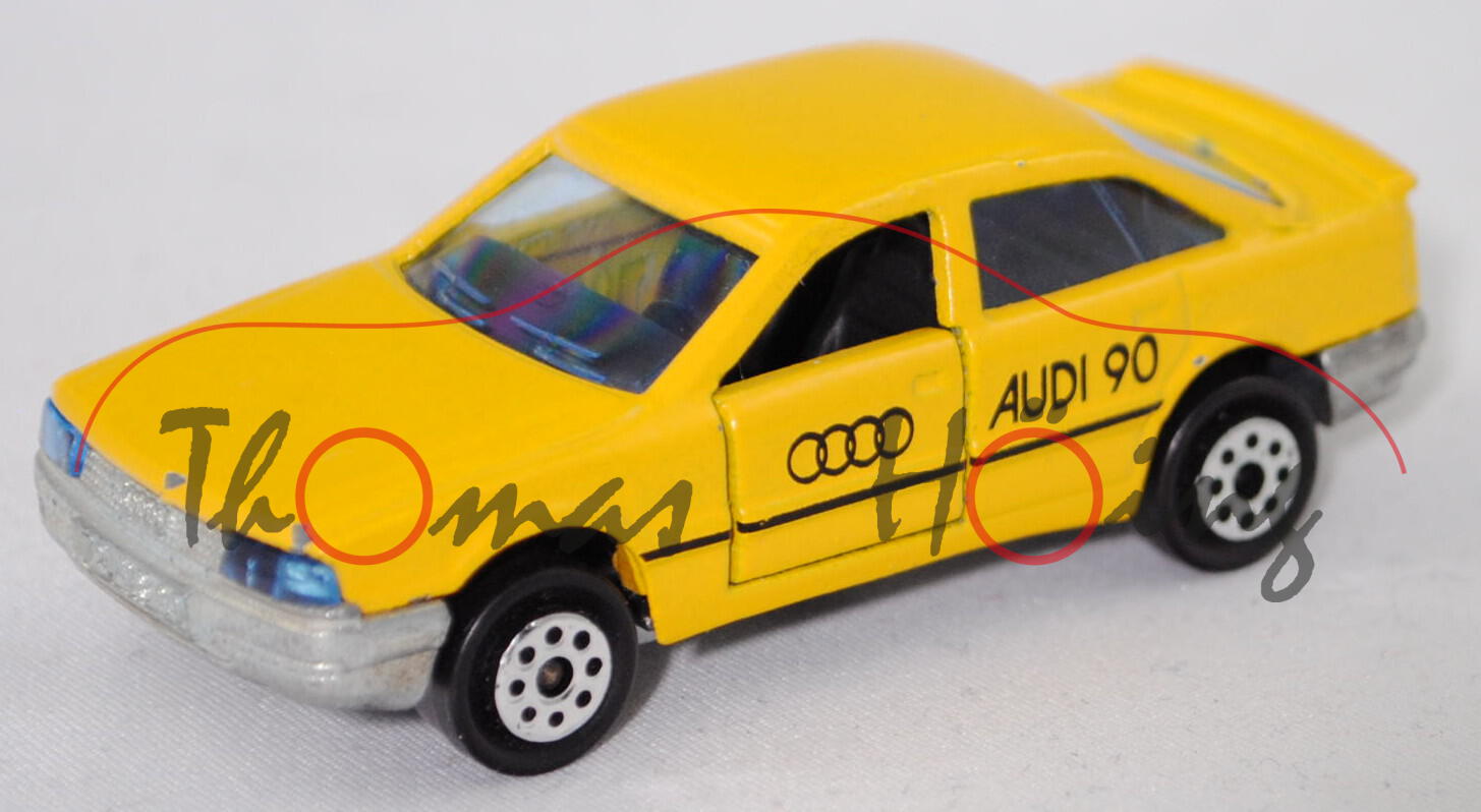 Audi 90 (3. Gen., Baureihe B3, Typ 89, Modell 1987-1991), gelb, Majorette, 1:60 (mit Farbabplatzer)