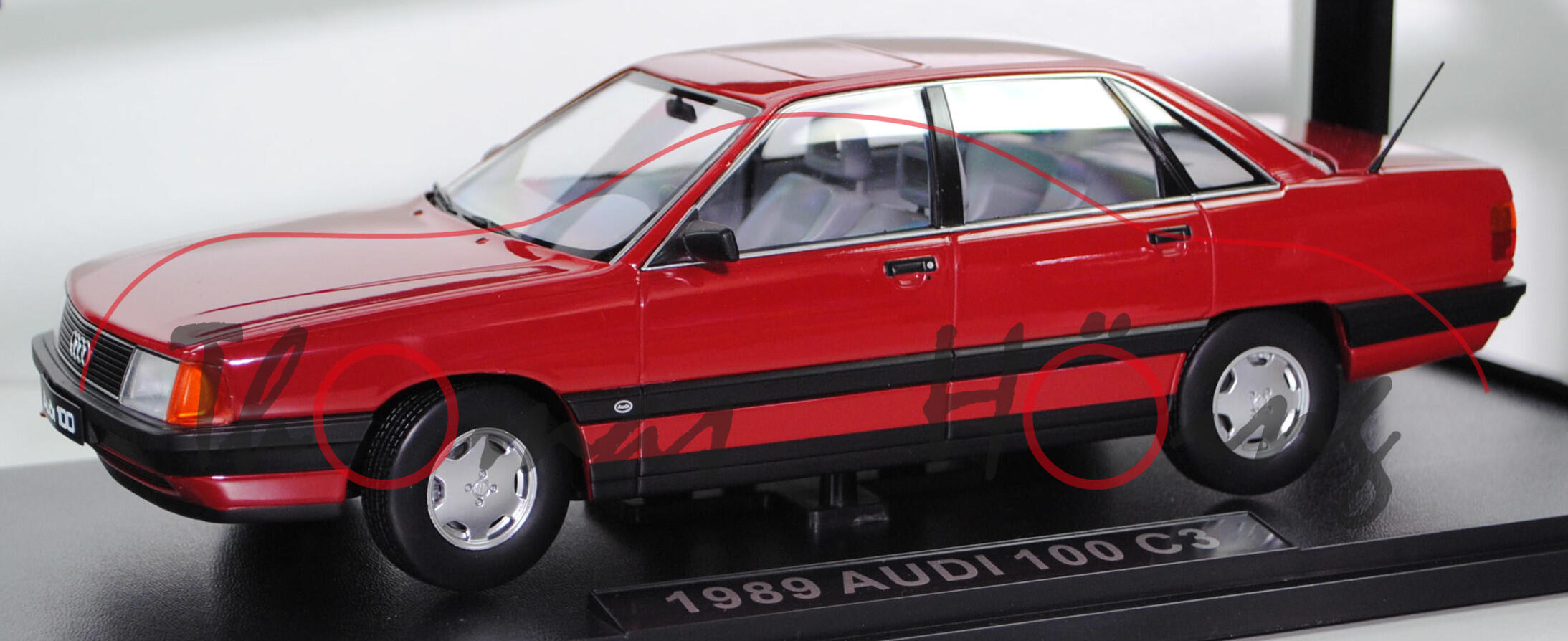 Audi 100 2.3 E (Baureihe C3, Typ 44, Facelift 1988, Modell 1988-1991), tornadorot, TRIPLE9, 1:18, mb