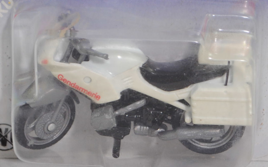 03800 A BMW R 1100 RS 93 (Modell 1993-2001) Polizei-Motorrad, reinweiß/schwarz, Gendarmerie, SIKU, 1:31, P26 verblichen und war offen