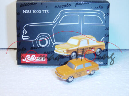 NSU 1000 TTS, orange, 1. Frankenland-Ausfahrt 2005, Schuco, 1:90, limitiert auf 555 Stück, Werbescha