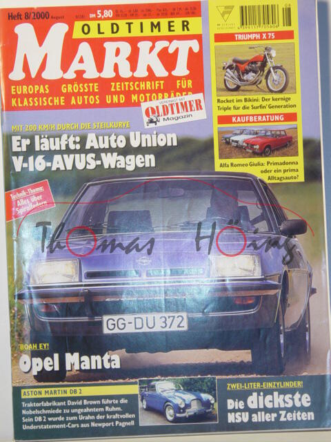 MARKT EUROPAS GRÖSSTE OLDTIMER-ZEITSCHRIFT, Heft 8, August 2000