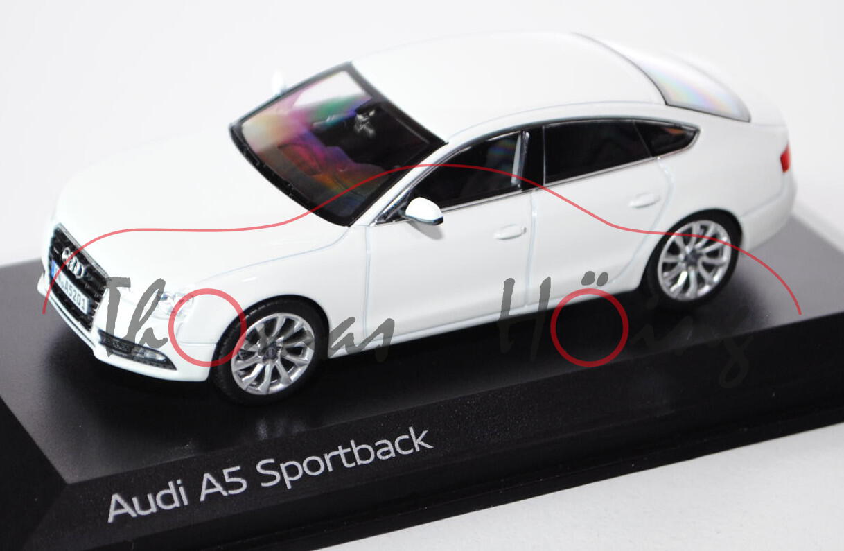 Audi A5 Sportback (Typ 8T, AU 483, Facelift), Modell 2012-, ibisweiß, Norev, 1:43, Werbeschachtel