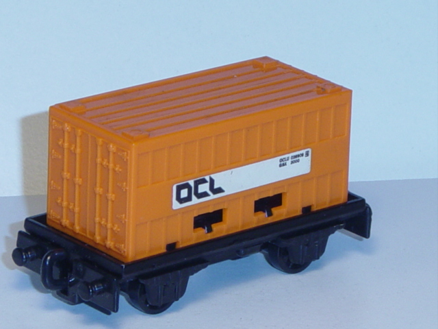 Flat Car, schwarz, PSI Container hellrotorange, OCL, Matchbox