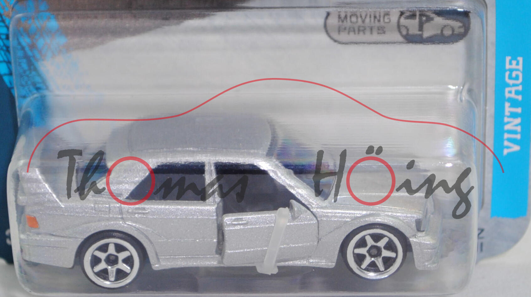 Mercedes-Benz 190 E 2.5-16 Evolution II (W 201, Evo II, Modell 1990) (Nr. 260A), silber (astralsilber metallic, Farbcode 9735), majorette, 1:59, Blister (VINTAGE)