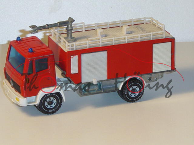 00000 Mercedes LN-2 TLF Feuerwehr, verkehrsrot/weiß, o.K., Spiegel+Schlauchrolle+Leitern+Anhänger we