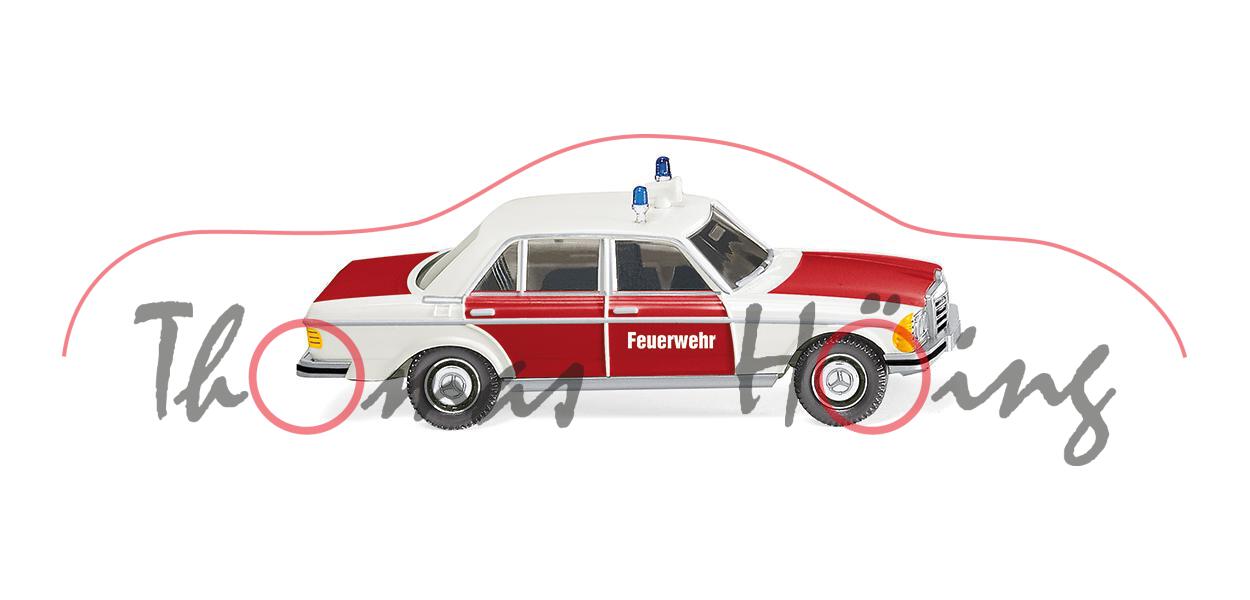 Feuerwehr - Mercedes-Benz 240 D (Baureihe W 123, Modell 1976-1985), weiß/rot, Wiking, 1:87, mb