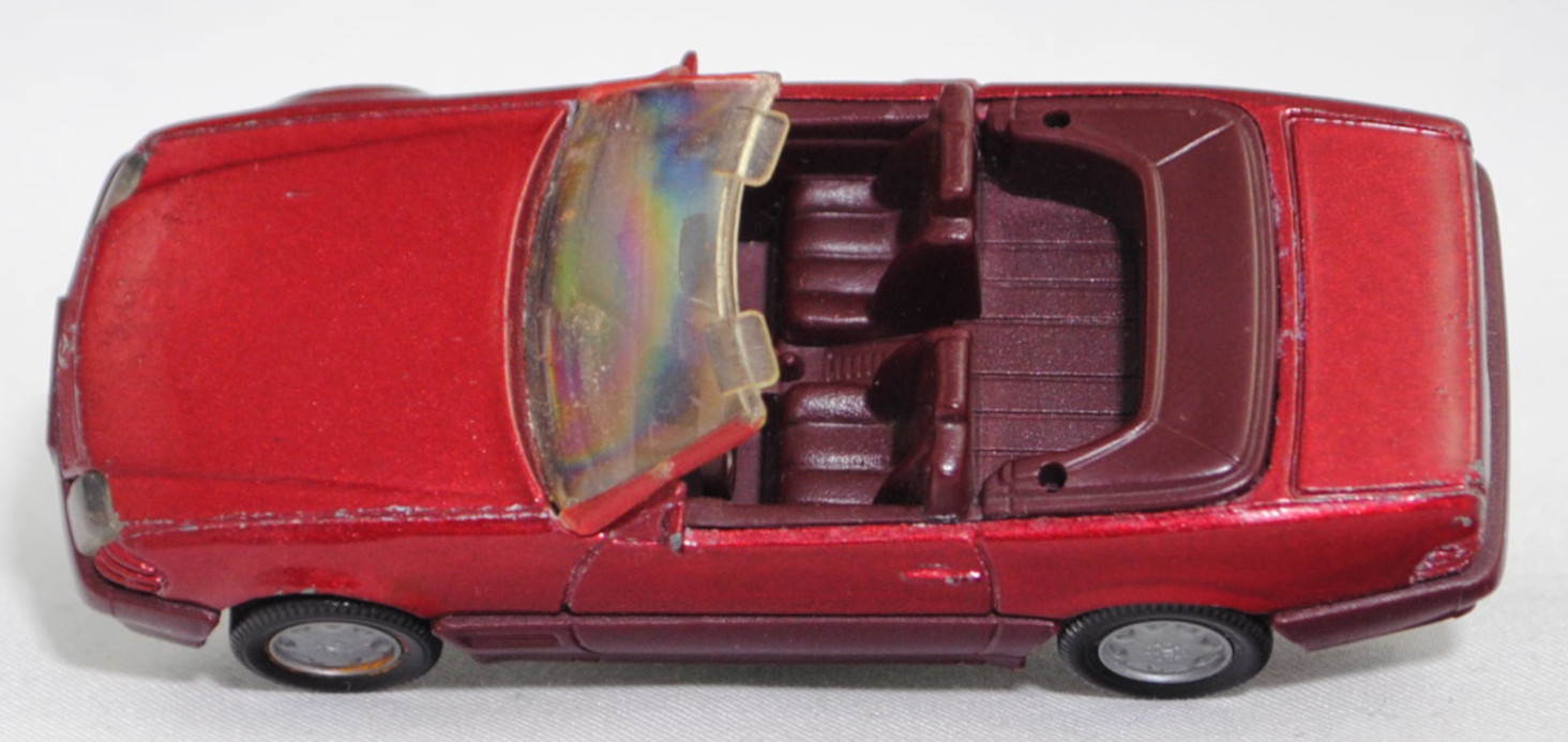 00001 Mercedes-Benz 500 SL (R 129, Modell 1989-1992), purpurrotmetallic, Stern im Kühlergrill silber, Scheibe seitlich lackiert, Heckklappe ohne Stern, Hong, B7, SIKU SUPER, 1:55, m-