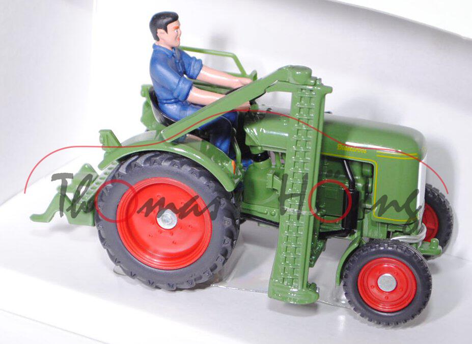 00000 Fendt Dieselross F 28 P (Mod. 51-58) mit mit Zwischenachs-Mähwerk, farngrün, SIKU, 1:32, L17P